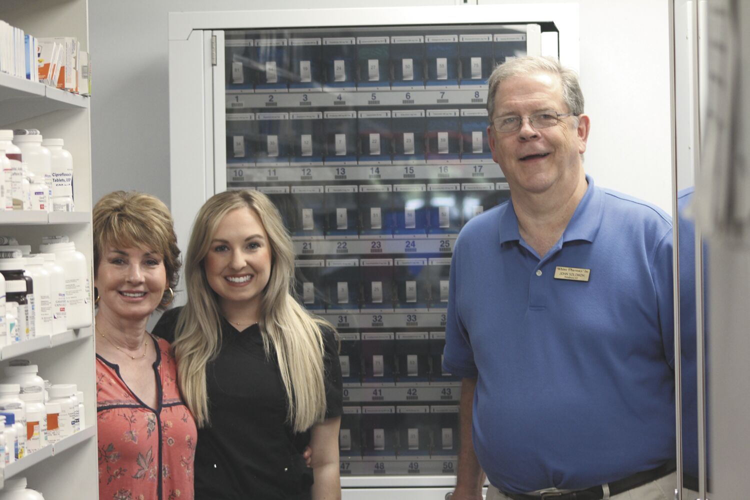 White's Pharmacy testing a robotic pill packaging machine